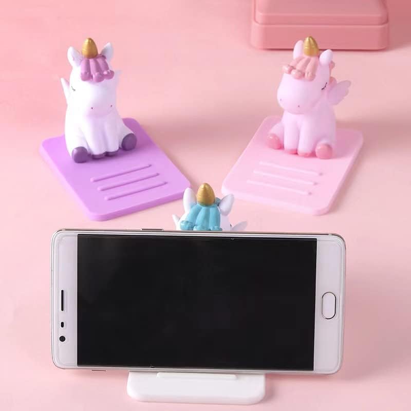Yaratıcı Karikatür Cep Telefonu Standı Çok Renkli Unicorn araba Masaüstü Çok Fonksiyonlu Ayarlanabilir Standı (Mor)