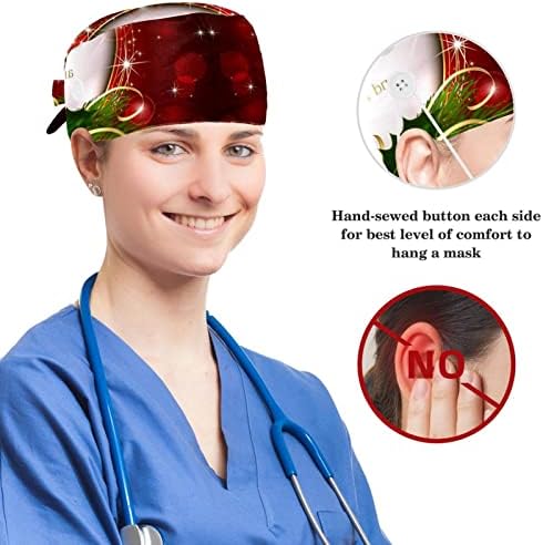 Merry Christmas Çalışma Kap Düğmeleri ile Ayarlanabilir Kabarık Şapka Unisex Fırçalama Kap Yay Saç ile