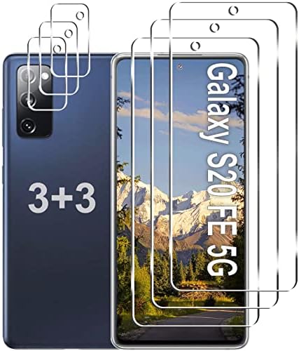 [3 + 3 Paket]Galaxy S20 FE 5G Ekran Koruyucu + Kamera Lens Koruyucu, HD Temperli Cam Filmi, 9H Sertlik, Çizilmeye Dayanıklı,