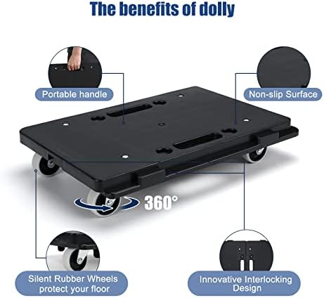 Majade Mobilya Dolly Mobilya Taşıyıcı 4 Tekerlekli Ağır Hizmet Tipi Küçük Düz Dolly Arabası Tekerlekli Portatif Doliler 2'li