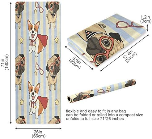 ALAZA Sevimli Yavru Köpekler Gözlük Yıldız Karikatür Yoga Mat Kaymaz Spor egzersiz matı, egzersiz matı Yoga, Pilates ve Zemin
