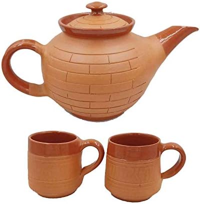Artisansorissa El Yapımı Toprak / Kil 1 Çaydanlık & 2 Çay Bardağı (Kettle-2)