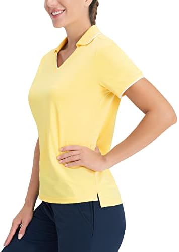 Hiverlay kadın Golf polo gömlekler Kadınlar için UPF 50 + Kısa Kollu Egzersiz V Boyun Tenis koşu tişörtü Hızlı Kuru Üstleri