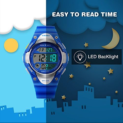 Erkek Kız Spor dijital saat, LED Alarm Kronometre ile Çocuklar Açık Su Geçirmez Elektronik Saatler
