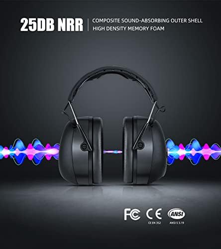 Hocazor HZ07 Bluetooth 5.1 İşitme Koruması - NRR 25dB Gürültü Önleyici Kulaklıklar ile 1500mAh şarj edilebilir pil