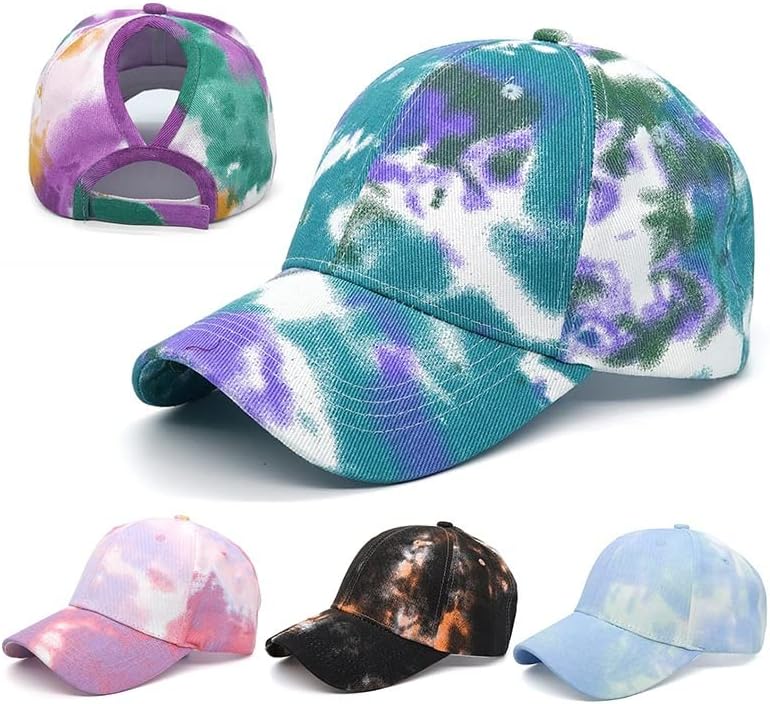 MHYFC kadın Kravat Boya Şapka Renkli Düzensiz Baskı beyzbol şapkası Kadın Açık Streetwear Yaz Kapaklar Şapkalar (Renk: Gri,
