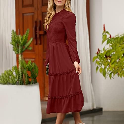 NOKMOPO Seksi Elbise Kadınlar için Parti Kulübü Gece Düğün Konuk Elbiseler Kadınlar için Sonbahar ve Kış Düz Renk Maxi O-Boyun