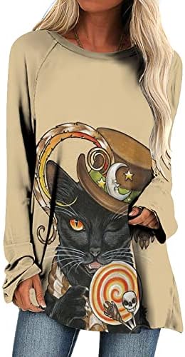 Kadın Grafik Tshirt Yaz Sonbahar 2023 Elbise Moda Pamuk Ekip Boyun Tatil Cadılar Bayramı Bluz Tshirt Bayanlar için 57