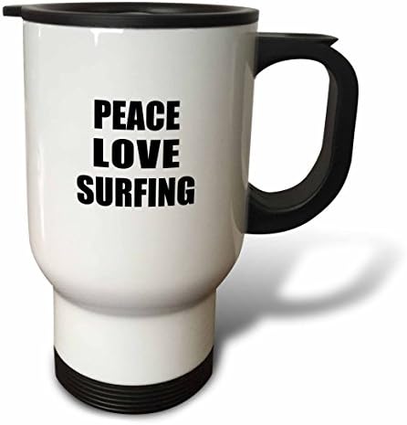 3 Damla Barış Aşk ve Sörf Şeyler Beni Mutlu Eden Sörf Sörfçü Hediye Seyahat Kupa, 14 Ons, Paslanmaz Çelik