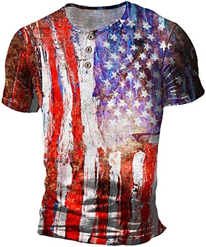 Vintage T Shirt Erkekler için erkek Amerikan Bayrağı Vatansever Kısa Kollu Bağımsızlık Günü T Shirt Rahat T Shirt erkekler