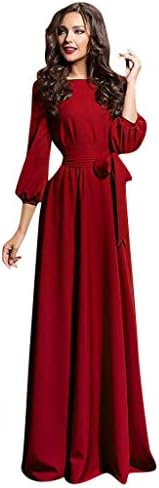 ıQKA kadın Yaz Casual Parti Elbise Zarif Fener Kollu Katı Pileli Uzun Bir Çizgi Elbiseler ıle Kemer