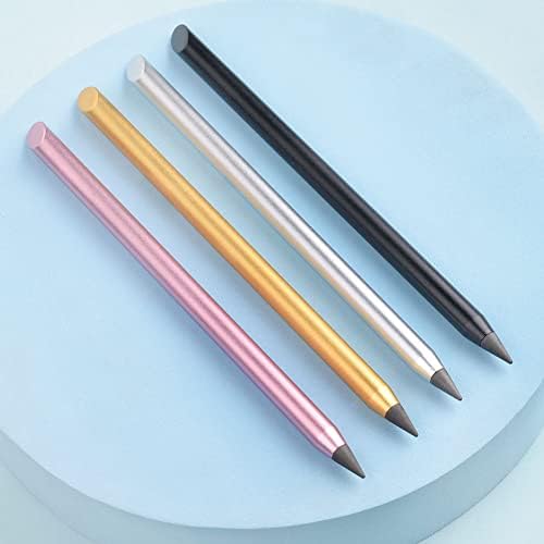 AUAUY 2 ADET Metal Mürekkepsiz Kalem, Sonsuz kalem, Yeniden Kullanılabilir Sonsuz Kalem, Değiştirilebilir Uçlu Kalem 2 Değiştirilebilir