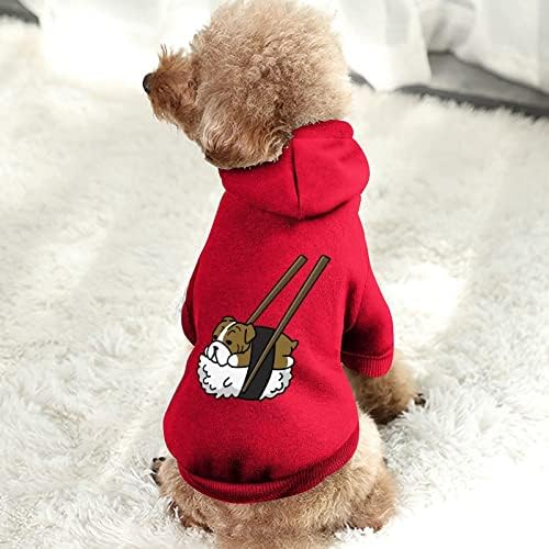 Komik Suşi İngilizce Bulldog Köpek Giysileri Kış Pet Hoodies Yumuşak ve Sıcak Köpek Tişörtü Küçük Orta Köpekler için