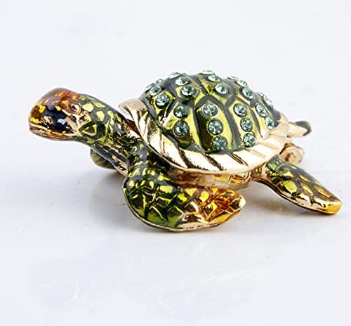 SEVENBEES Mini Deniz Kaplumbağası Heykelcik Biblo Kutusu Menteşeli Mücevher Kutuları
