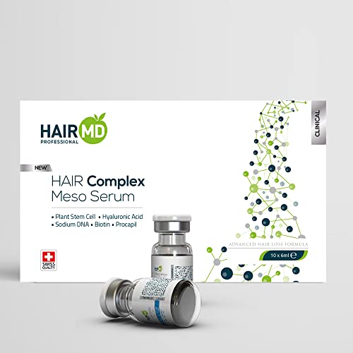 HaırMD Klinik Saç Kompleksi Meso Serum Saç Büyüme Serumu-10 Adet 6ml Flakon Saç Derisi Tedavisi Saç Ekimi için Ideal, Ev