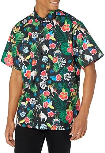 Komik adam kupalar Mens Hawaiian Baskı düğme aşağı kısa kollu gömlek