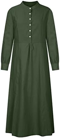 Maxi Elbise Kadınlar için Vintage Uzun Kollu Düz Düğme Elbiseler Şifon Kaftan çarşaf elbise İslam gece elbisesi