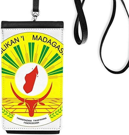 Madagaskar Afrika Ulusal Amblem Telefon Cüzdan çanta Asılı Cep Kılıfı Siyah Cep
