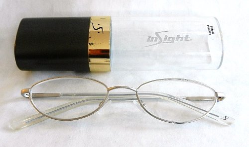+ 1.00 Insight Kalite Kalaylı Tel Çerçeve Okuma Gözlükleri w/ Hard Case (191) + ÜCRETSİZ Bonus Mikro süet Temizlik Bezi