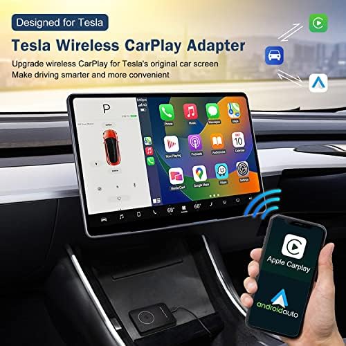 Tesla CarPlay, Tesla 3 & Y & X için Yol Üstü Kablosuz CarPlay Adaptörü, En Hızlı Hızlı Kablosuz Apple CarPlay Dongle Desteği,