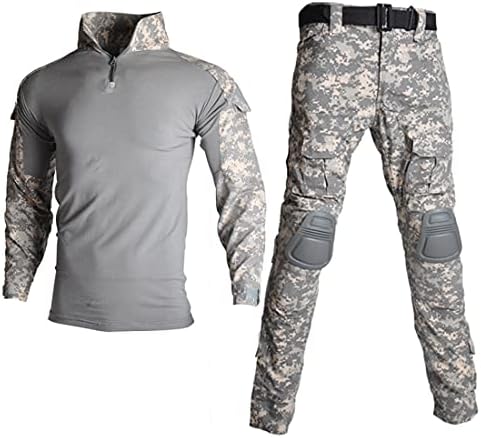 HARGLESMAN erkek Taktik Askeri Takım Elbise Uzun Kollu Uydurma Ordu Üniformaları Savaş Gömlek ve Pantolon Diz Pedleri ile