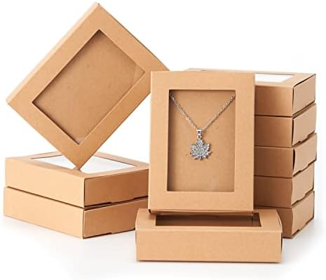 STKMELON Şeffaf Pencereli satış için 20 Adet mücevher kutusu, Mücevher Kutuları Ambalajı, Mücevher Teşhir Çekmecesi Kutusu-Kolye