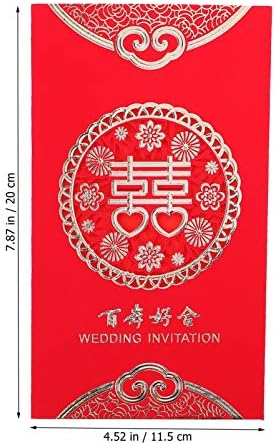 BESTOYARD Püskül ile 10 adet Çin Düğün Davetiyesi Kartları Çin Tarzı Kırmızı Kelimeler Geleneksel Düğün Davetiyeleri Kartları