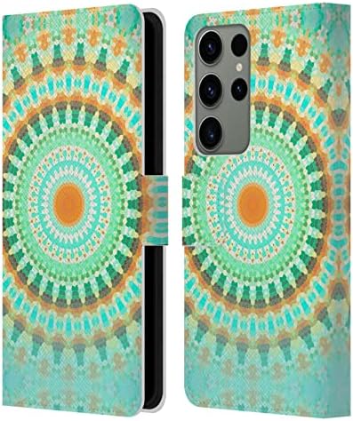 Kafa Çantası Tasarımları Resmi Lisanslı Monika Strigel Boho Mandala Deri Kitap Cüzdan Kılıf Kapak Samsung Galaxy S23 Ultra
