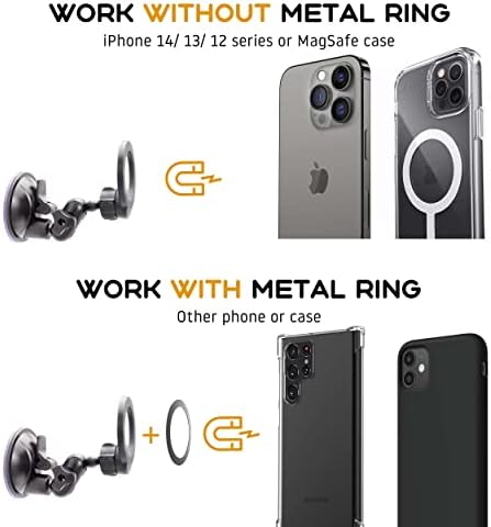 Quyee Manyetik Duş Telefon Tutucu, Çok Yönlü Çift 360 Derece Dönen Vantuz Cep Telefonu Duvar Montaj iPhone 14 13 12 Pro Max