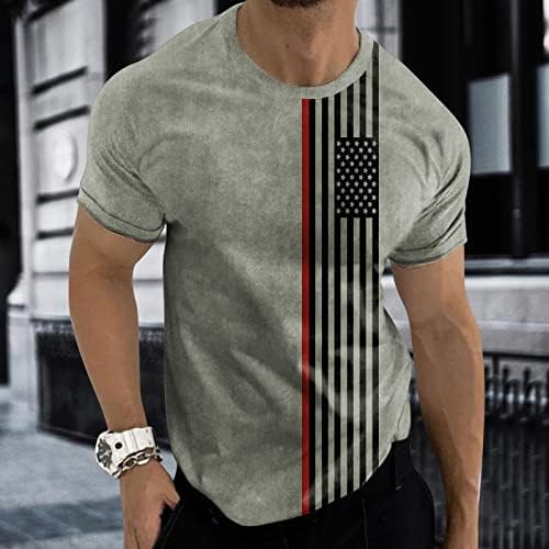 Uzun Kollu Rahat T Shirt Erkek Erkek Grafik Tees Casual Tshirt 3D 4 Temmuz Bayrağı Desen Vintage T Erkek Rahat T
