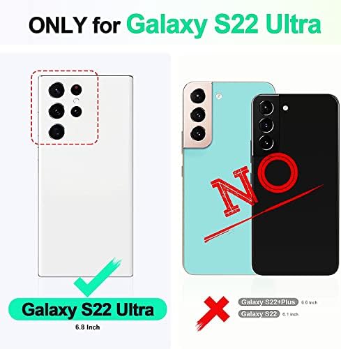 [2'si 1 arada] Galaxy S22 Ultra için Cüzdan Kılıf, Manyetik PU Deri Stant [RFID Engelleme] Kart Yuvaları Folio Kapak Çevirin