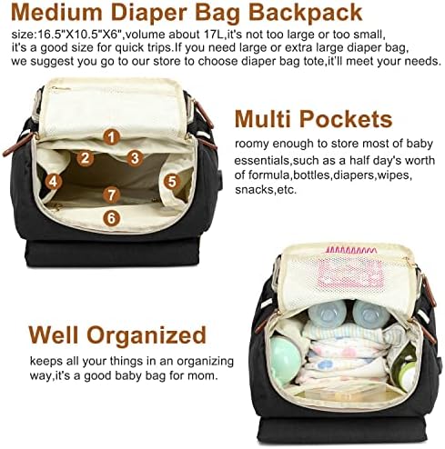 Terzini Ayı Küçük bebek bezi çantası Sırt Çantası, bebek bezi çantaları Bebek için USB şarj portu ile, değiştirme matı, Arabası