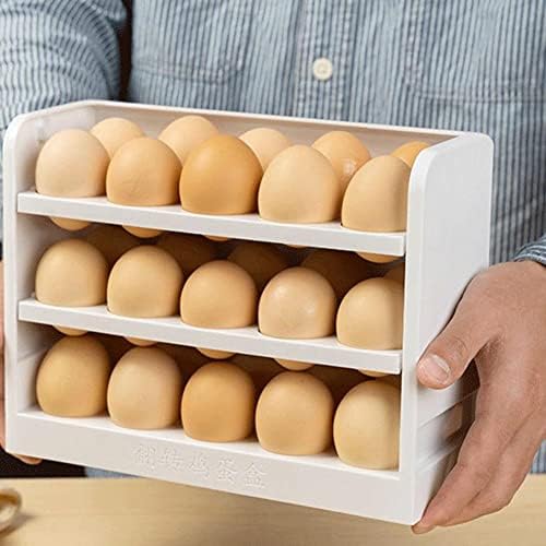 JAHH 30 Yumurta Üç Katmanlar Yaratıcı Çevirme Yumurta Saklama Kutusu Buzdolabı Organizatör Konteyner Ev Mutfak Yumurta Taze