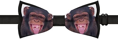 WEEDKEYCAT Büyük Maymun Orangotan Yüz Komik Kravat Önceden Bağlı Resmi papyon s Ayarlanabilir Papyon Baskılı Erkekler için