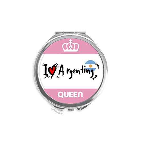 Argenting kelime bayrak aşk kalp illüstrasyon Mini çift taraflı taşınabilir makyaj aynası Kraliçe seviyorum