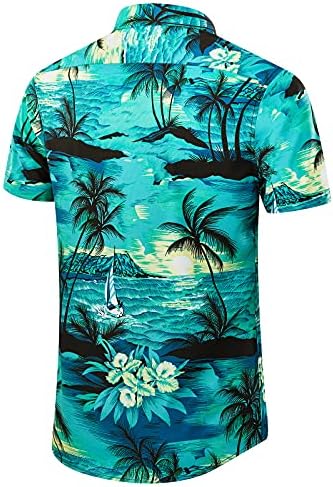 EUOW erkek havai gömleği Kısa Kollu Baskılı Düğme Aşağı Yaz Plaj Elbise Gömlek