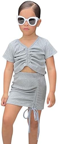 Kızın 2 Parça yaz kıyafetleri Seti Toddler Kısa Çocuklar 2 ADET Kollu Etek Seti Kıyafetler Giysileri Kız Kalp Pantolon