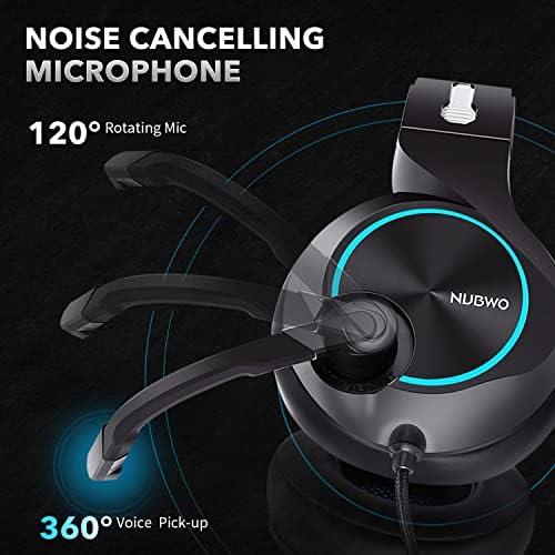 NUBWO USB oyun kulaklığı PC için, Bilgisayar mikrofonlu kulaklıklar / Mikrofon Gürültü Önleme, kablolu Kulaklık ve RGB ışık