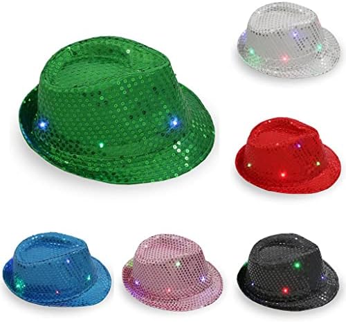 Pullu parlak led Fedora Şapka Erkekler Kadınlar Şık Kısa Ağızlı Fötr Şapkalar Glitter Retro Disko Dans parti şapkaları