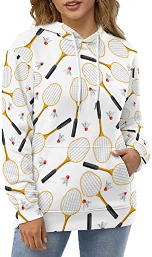 Badminton Raketleri erkek Hoodie Kapüşonlu Sweatshirt Cep Kazak Kadınlar için