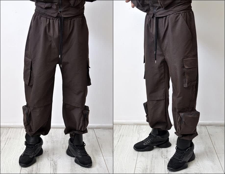 Ofelya Butik 2 Parça Setleri Erkekler Moda Ayrılabilir Kargo Yelek Cepler İle Askeri Ceket
