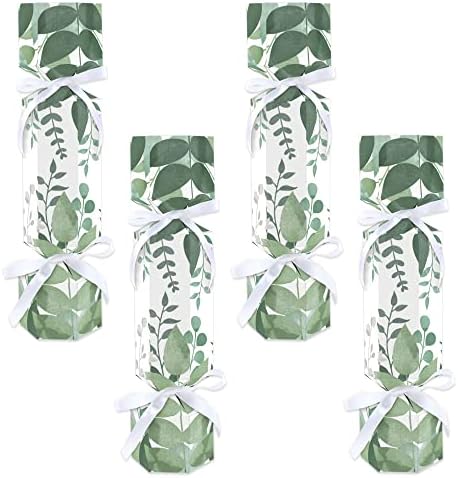 Büyük Nokta Mutluluk Boho Botanik-Hiçbir Çırpıda Yeşillik Parti Masa İyilik-DIY Kraker Kutuları-12 Set