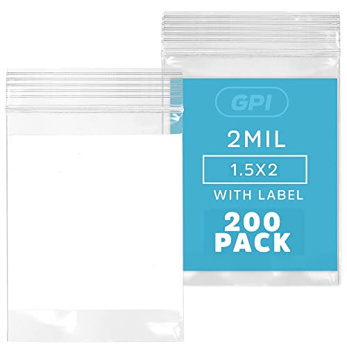 GPI Paketi 200 1.5 x 2 Şeffaf Plastik yeniden kapatılabilir Zip takı çantaları - Toplu 2 mil Kalınlığında Güçlü ve Dayanıklı