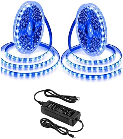 ALİTOVE Mavi led ışık şeridi 32.8 ft Su Geçirmez IP65 10 M 600 LEDs 60 LEDs/M 5050 SMD Siyah PCB DC 12 V için ev bahçe dekorasyonu