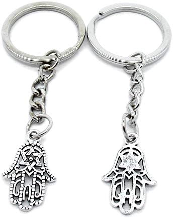 100 ADET Antik Gümüş Anahtarlıklar Anahtarlıklar Anahtarlık Zincirleri Etiketleri Klipsler AA461 Hamesh Hamsa Fatima'nın