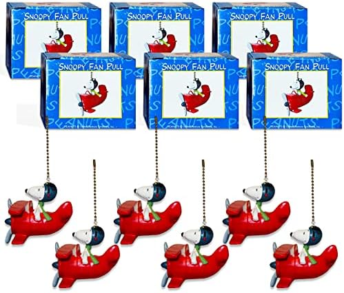 Snoopy Şekil Mini Parti Iyilik - 6 Pk Paketi ile Snoopy Uçan Ace tavan vantilatörü Çekme Zinciri Mini Figürler Yetişkinler