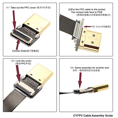 JSER-Markalar Xıwaı CYFPV Çift 90 Derece Sağ Açılı HDMI Tip A Erkek HDTV FPV HDTV Multicopter Hava Fotoğrafçılığı için FPC