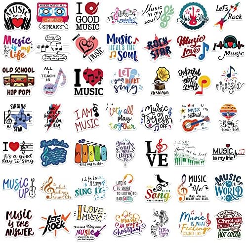 50 Adet Motivasyon Müzik Çıkartmalar Komik Kaya Sticker Meme Müzik severler için Ana Akım Sticker Su geçirmez Parlak Renkler