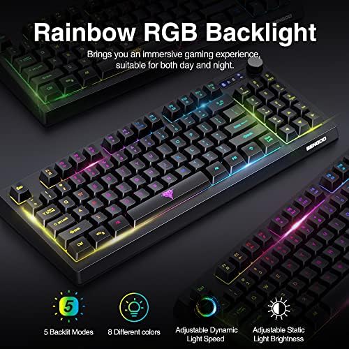 BENGOO Oyun Klavyesi, 89 Tuşlu RGB LED Gökkuşağı Arkadan Aydınlatmalı Küçük Kablolu Klavye ve Multimedya Kısayolu, Bilgisayar