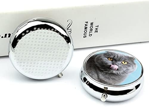 Hap Dağıtıcı Sevimli Şişman Kedi Hap Kutusu Taşınabilir Metal Hap Kutusu Hap/Vitamin/Takviyeleri/Balık Yağı 5cm
